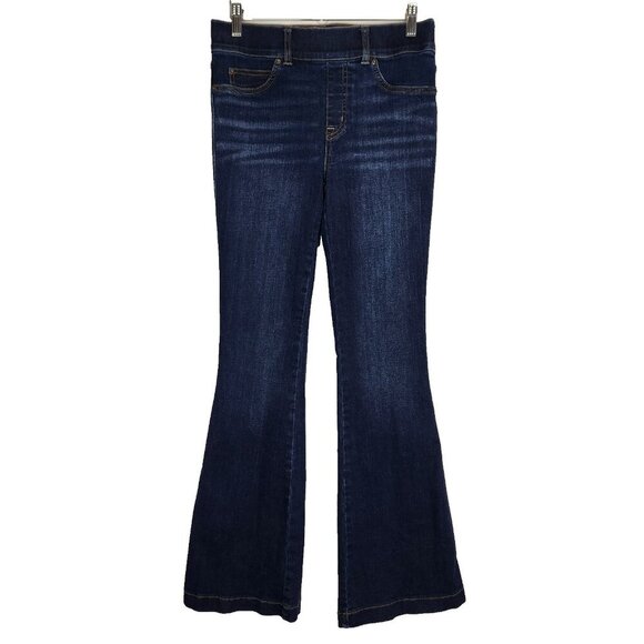 Spanx EveryWear Flare Jeans S Petite Clean Indigo Pull On‎ Stretch Denim 20327Q - Picture 1 of 11